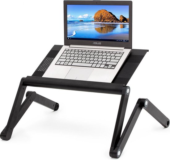 WonderWorker Nobel - Ergonomische Opvouwbare Laptoptafel - 360 Graden Verstelbaar - Geschikt Voor  Apple Macbook Air/Pro 7-17 & & Windows Laptops Inch Stand Tafel  - Thuiswerken/Bed/Schoot/Bank/Bureau Laptop Standaard Notebook Houder - Zwart - Wonder Worker