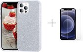 Apple iPhone 11 Back Cover Telefoonhoesje | Zilver | TPU hoesje | Glitter + 1x screenprotector