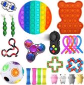 Fidget toys pakket 23 stuks - Regenboog pop it - Pea bean popper - Wacky tracks - Squishies - Mesh en Marbel - Wonder bal - Fidget spinner - Friemel ring - Fidget Ring