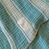 Miela Kids Blocked Stripes Mint multifunctionele babydeken 120x120 cm- 100% katoen