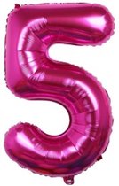 Folieballon / Cijferballon Roze XL - getal 5 - 82cm