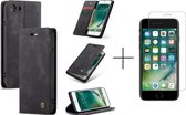 Luxe PU leren Bookcase voor Apple iPhone 8 | iPhone 7 | SE 2020 | Lederen Wallet Case | Zwart + 1x screenprotector