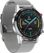 Belesy® Contact - Smartwatch Dames – Smartwatch Heren - Horloge – Stappenteller - Bloeddruk - 1.3 inch - Kleurenscherm - Full Touch - Bluetooth Bellen - Zilver - Staal