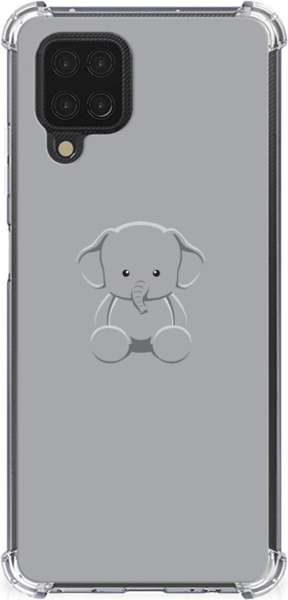 Samsung Galaxy A12 Stevig Bumper Hoesje Grijs Baby Olifant