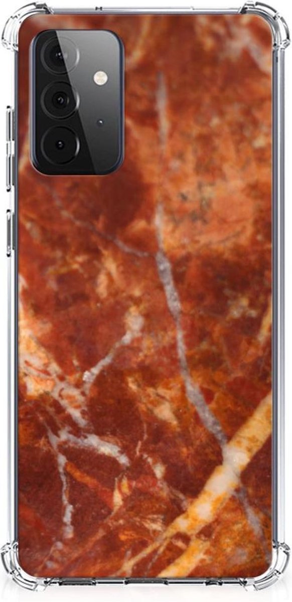 Samsung Galaxy A72 4G/5G Anti-Shock Hoesje Marmer Bruin