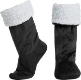 JAXY Huissokken - Verwarmde Sokken - Sloffen - Anti Slip Sokken - Warme Sokken - Fleece Sokken - Dikke Sokken - Fluffy Sokken - Pantoffels - Slof Sokken - Maat S/M - Zwart