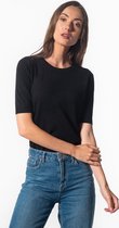 Moskito basic ronde hals korte mouw - zwart - L/XL - Dames top viscose