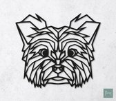 Laserfabrique Wanddecoratie - Geometrische Hond Yorkshire Terriër - Medium - Zwart - Geometrische dieren en vormen - Houten dieren - Muurdecoratie - Line art - Wall art