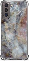 Telefoon Hoesje Samsung Galaxy S21 Telefoonhoesje met foto met transparante rand Marmer Grijs