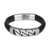 IXXXI-Men  leren armband Rain zwart zilverkleurig - maat 21-22,5