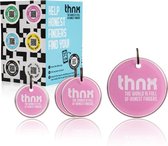 Étiquette THNX - Code QR sécurisé - Bagage / Étiquette de bagage / Porte-clés - 5 pièces - Rose