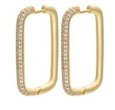 Jobo By Jet - Hope oorbellen - Large - Goud - gouden ovalen oorbelletjes - goudkleurig dames oorbellen - Diamanten