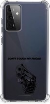 Telefoonhoesje Geschikt voor Samsung Galaxy A72 4G/5G Leuk TPU Backcase met transparante rand Gun Don't Touch My Phone