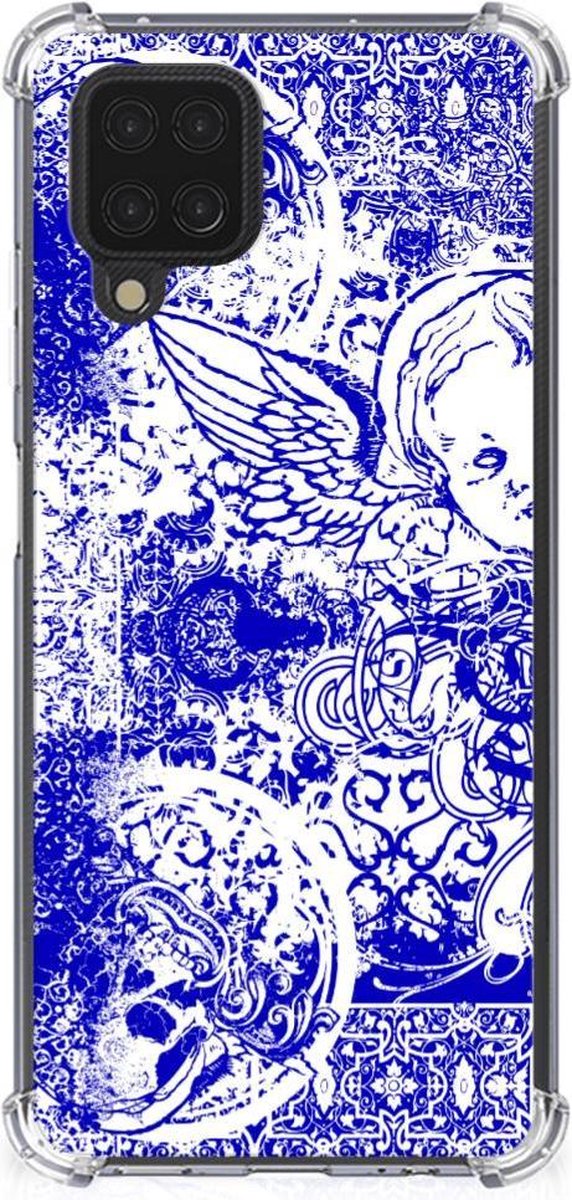Extreme Case Samsung Galaxy A12 Angel Skull Blauw