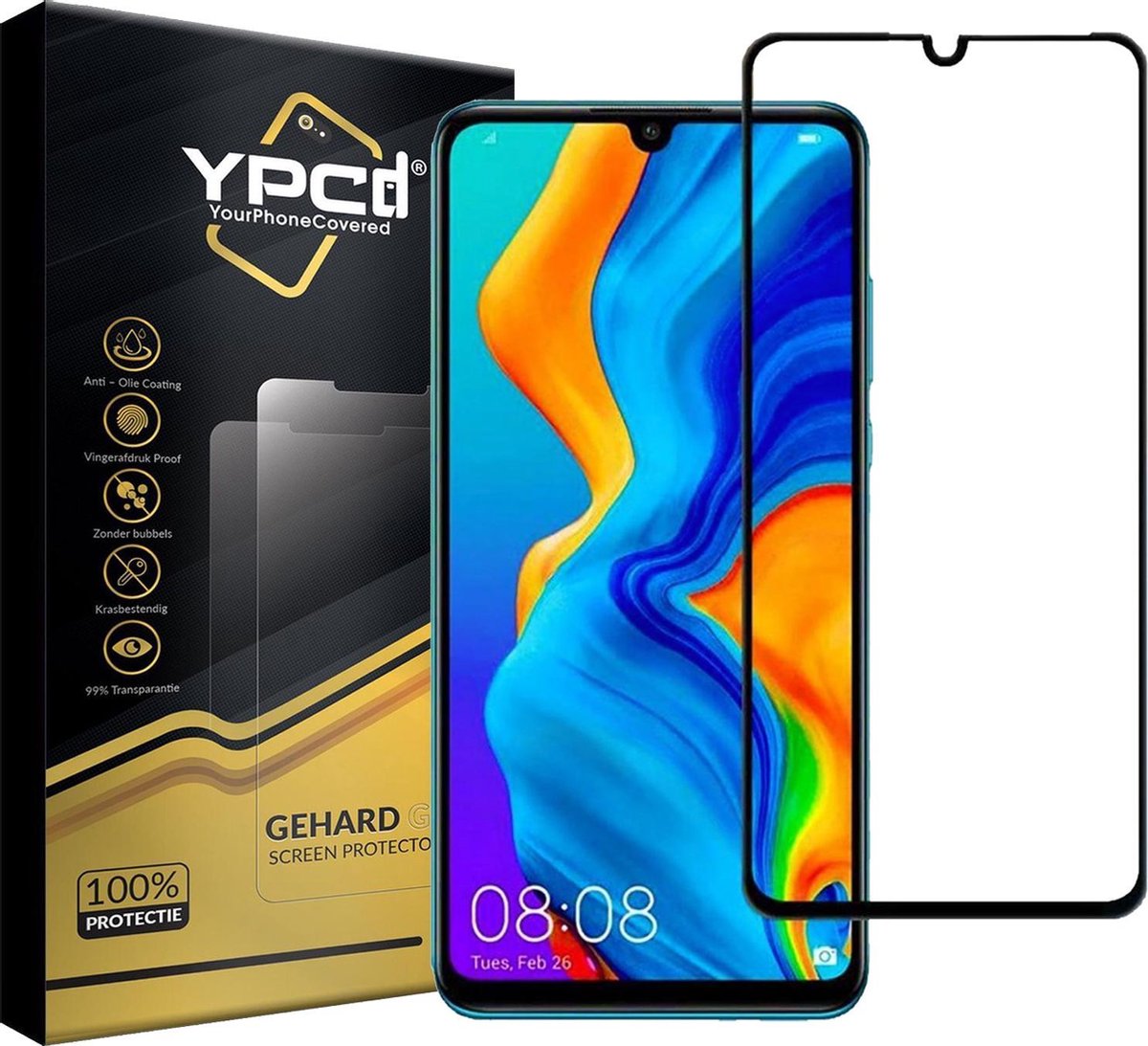 YPCd® Huawei P30 Glass Screenprotector - Rand tot Rand