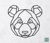 Laserfabrique Wanddecoratie - Geometrische Panda - Medium - Zwart - Geometrische dieren en vormen - Houten dieren - Muurdecoratie - Line art - Wall art