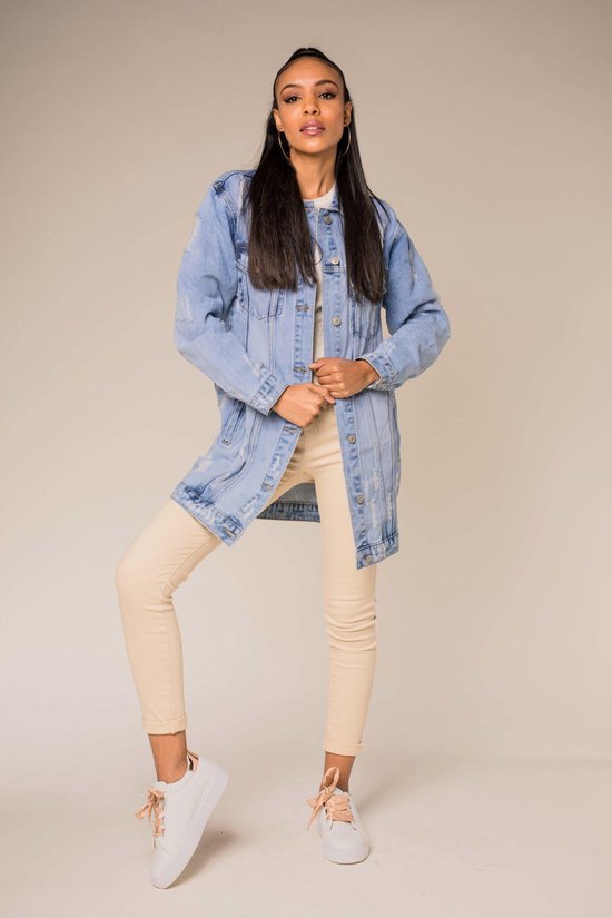 Jeans jas, spijkerjasje oversized langer model, S-502 kleur jeans, maat M (  maten S... | bol.com