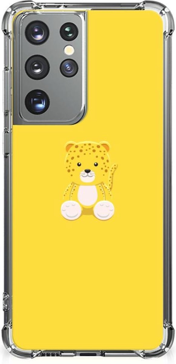 Samsung Galaxy S21 Ultra Stevig Bumper Hoesje Baby Leopard