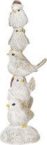 Clayre & Eef Kerstdecoratie Beeld Vogel 7*7*21 cm Wit Polyresin Decoratief Figuur Decoratieve Accessoires Woonaccessoires