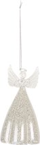 Clayre & Eef Kerstdecoratie Engel Ø 6*12 cm Zilverkleurig Glas Decoratief Figuur Decoratieve Accessoires Woonaccessoires