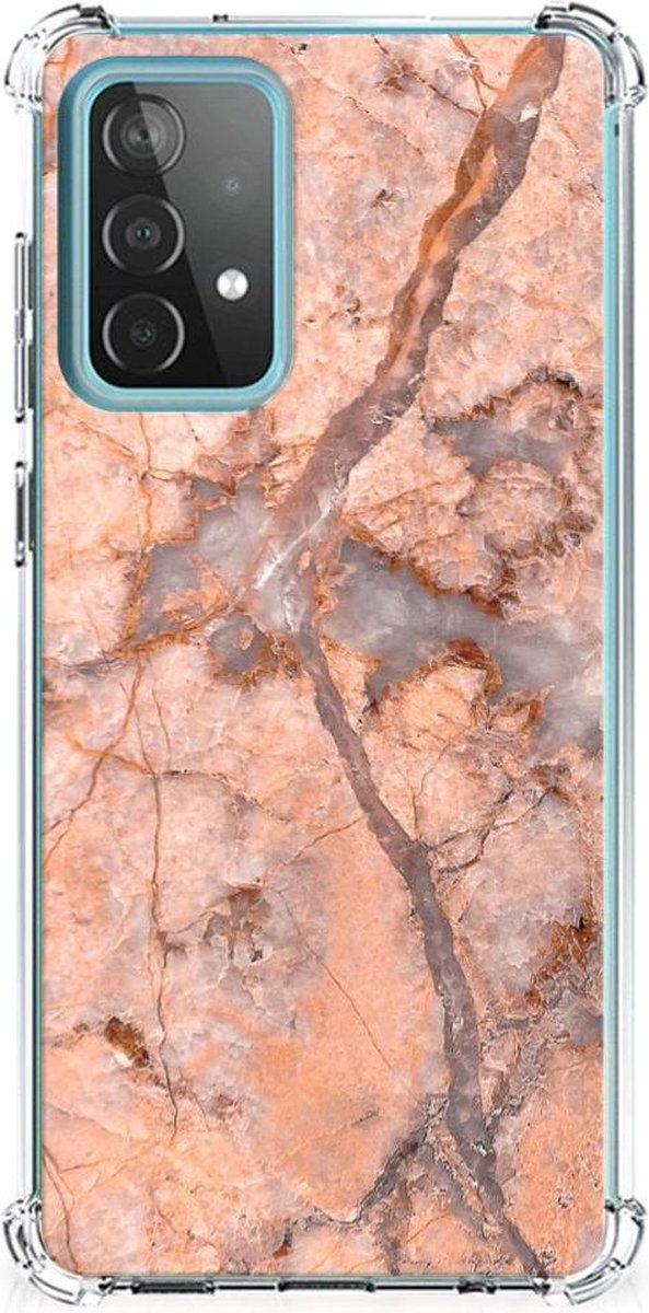 Samsung Galaxy A52 4G/5G Anti-Shock Hoesje Marmer Oranje