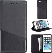Voor iPhone 5 MUXMA MX109 horizontale flip lederen tas met houder en kaartsleuf en portemonnee (zwart)