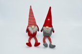 Kerstkabouters | set met rood en grijs kabouter | 30 cm hoog