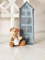 Toys Again.nl - Muziekdoos - Trekmuziek - Baby - Babykamer - Kind - Kinderkamer - Pandje - Huis - Blauw - 30x10x8 cm