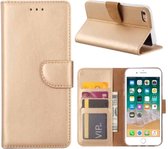 AMA Iphone x telefoonhoes leren hoes klap hoesje goud
