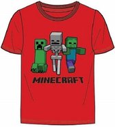 Minecraft T-Shirt. Kleur rood. Maat: 116 cm / 6 jaar.