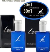 Blue Stratos set:  Eau De Toilette Vapo 50 ml  en  AfterShave 50 ml