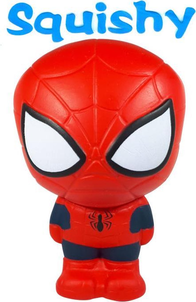 Squishy Figuurtje Marvel Spiderman 15 cm + I love You Sleutelhanger  + Super Mario & Star Wars Sticker | Squishies Sqeezy Squeezy Pop it Fidget | Speelgoed voor kinderen | Stressbal Anti-Stress | - Marvel