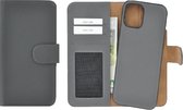 iPhone 12 Pro Max hoesje - Wallet case - Portemonnee Hoes 2in1 Uitneembaar Echt leer Book case Grijs