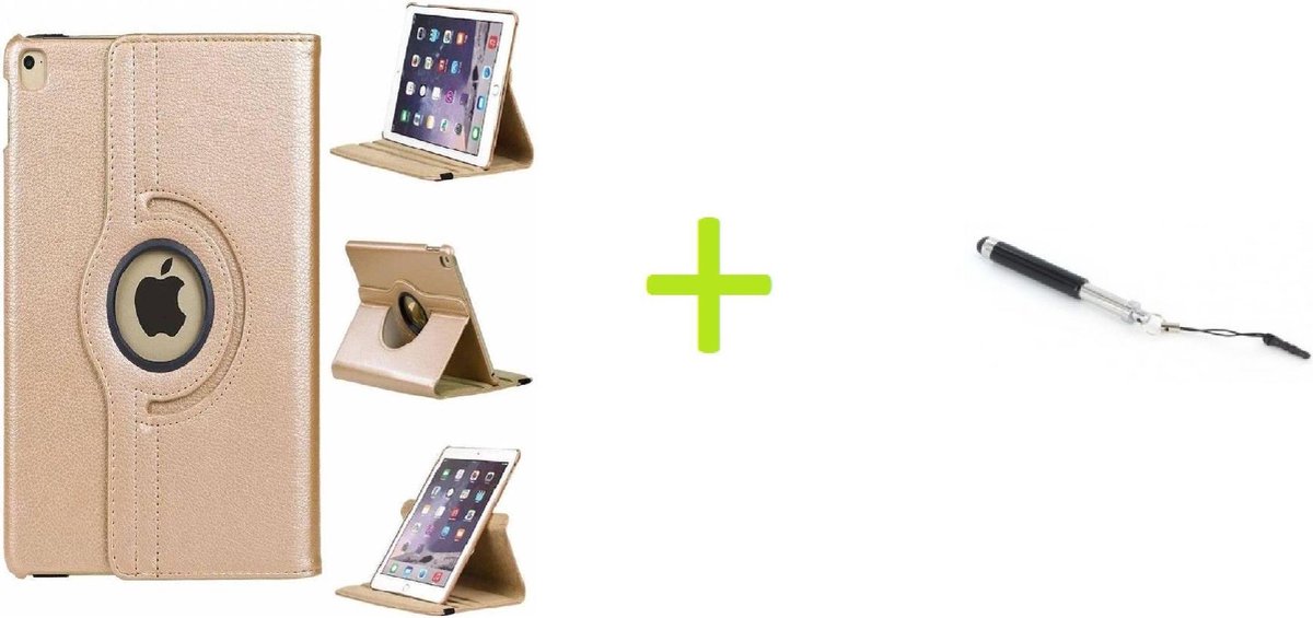 Geschikt voor Apple iPad Air 4 (2020) 10.9 inch Multi Stand Case - 360 Draaibaar Tablet hoesje - Tablethoes - Goud + Stylus
