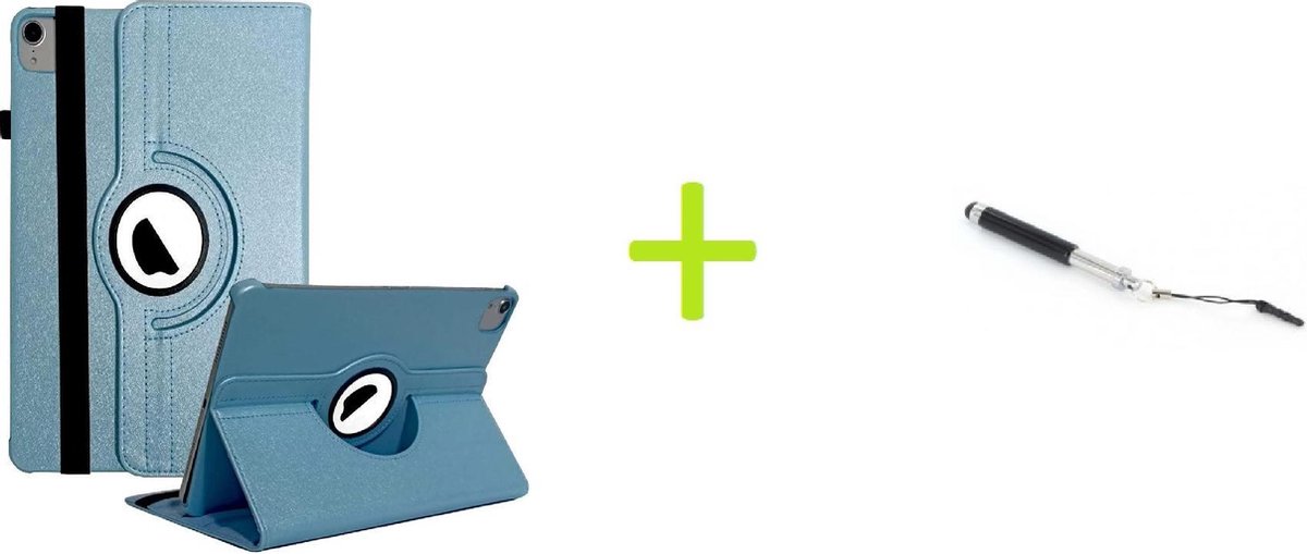 Geschikt voor Apple iPad Air 4 (2020) 10.9 inch Multi Stand Case - 360 Draaibaar Tablet hoesje - Tablethoes - Lichtblauw +  Stylus