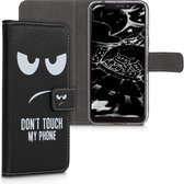 kwmobile telefoonhoesje geschikt voor Xiaomi Redmi Note 6 Pro - Backcover voor smartphone - Hoesje met pasjeshouder in wit / zwart - Don't Touch My Phone design