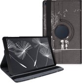 kwmobile hoes voor Samsung Galaxy Tab A 10.1 (2019) - 360 graden tablethoes - Paardenbloemen Liefde design - wit / zwart
