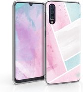 kwmobile telefoonhoesje voor Samsung Galaxy A50 - Hoesje voor smartphone in poederroze / mintgroen / wit - Aquarel met Vlakken design