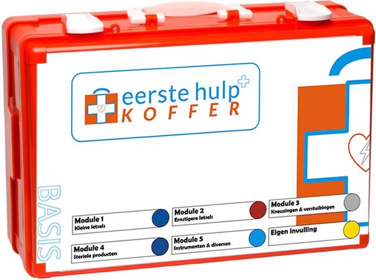 Goedkoopste Eerste Hulp Koffer | Basis EHBO BHV verbandkoffer met 5 letselgerichte modules