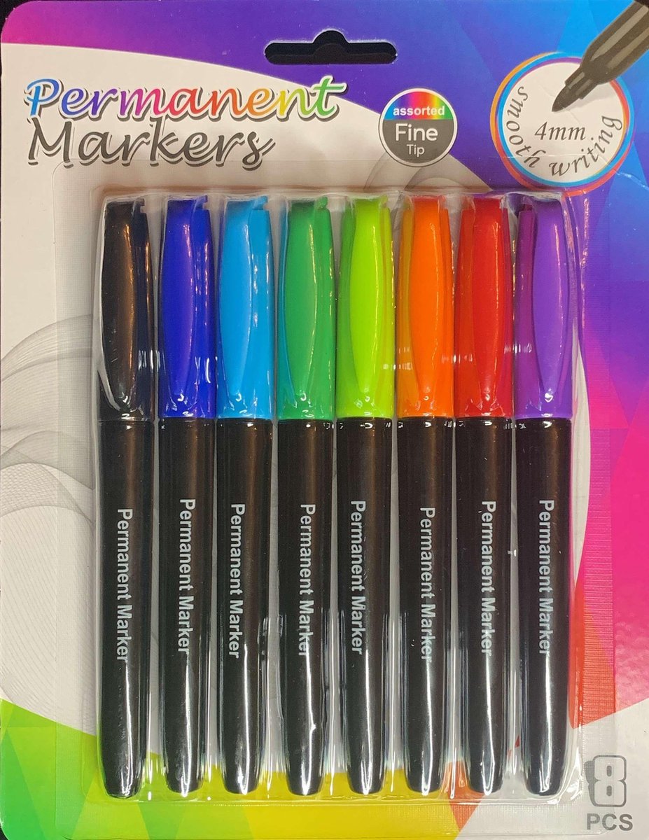 Permanent markers in 8 kleuren 8 Kleur markers Markers Permanent