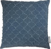 Sierkussen - Tropea Navy Sil - Blauw - 55 Cm X 55 Cm