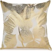 Mulbro Home Golden Metallic Line - Sierkussens - Kussens Woonkamer - Goudfolie - Medium Gouden Klavertjes Vier - Wit