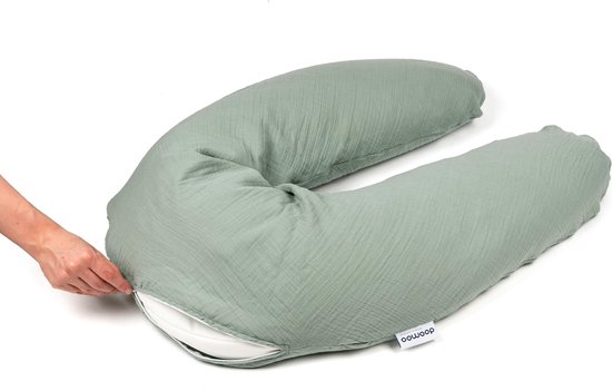 Doomoo Basics Cover - Hoes voor Voedingskussen Comfy Big - Biokatoen - 190cm - Tetra Green van Doomoo — afbeelding 5
