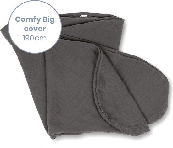Doomoo Basics Cover - Hoes voor Voedingskussen Comfy Big - Biokatoen - 190cm - Tetra Grey