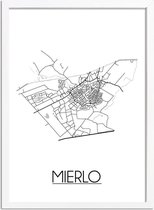 Mierlo Plattegrond poster A3 + Fotolijst Wit (29,7x42cm) - DesignClaudShop
