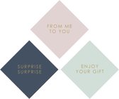 House Of Products Stickers - Cadeauversiering - From me to you, Suprise surprise, Enjoy your gift - 44 mm -  24 Stuks