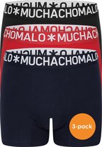 Muchachomalo Light Cotton boxershorts (3-pack) - heren boxers normale lengte - blauw - rood en zwart - Maat: XXL