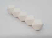 Siliconen kralen Hexagon 17mm – 5 STUKS WIT - Vele kleuren beschikbaar – Wood & Fun