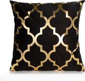 Mulbro Home Golden Metallic Line - Sierkussens - Kussens Woonkamer - Goudfolie - Herhaaldelijk Patroon - Zwart