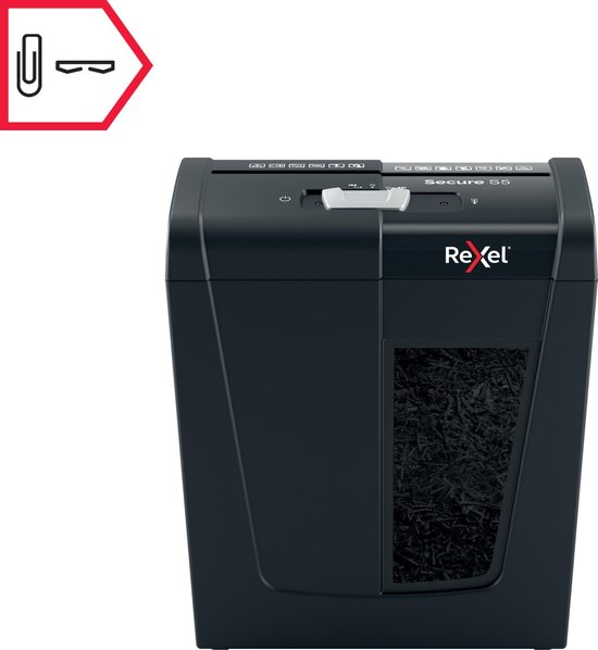 Rexel Secure S5 Stille Papierversnipperaar P-2 Stroken voor Thuis/Thuiswerken - Invoer tot 5 Vellen - Zwart - Rexel